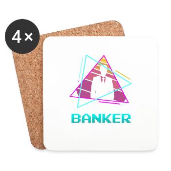 Retro Vintage Classic Banker Banking - Dessous de verre (lot de 4) - blanc - Devant