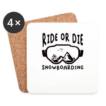 Snowboard Winter Skihütte Kind Schnee Snowboarder - Untersetzer (4er-Set) - Weiß - Vorne