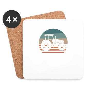 Retro Vintage Classic Farmer Farming - Coasters (set of 4) - white - Front