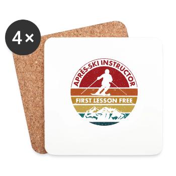 Voyage de ski Skifahrer Apres Moniteur de ski Erste - Dessous de verre (lot de 4) - blanc - Devant