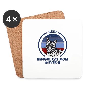 Maman chat - Chat Bengal - Dessous de verre (lot de 4) - blanc - Devant