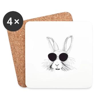 Rabbit Pet Pet Cool Sunglasses Design - Coasters (set of 4) - white - Front