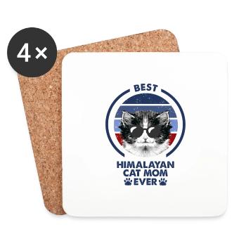 Cat Mama - Chat de l’Himalaya - Dessous de verre (lot de 4) - blanc - Devant