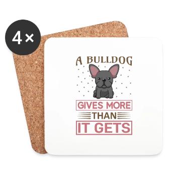 Treue Bulldogge - Untersetzer (4er-Set) - Weiß - Vorne