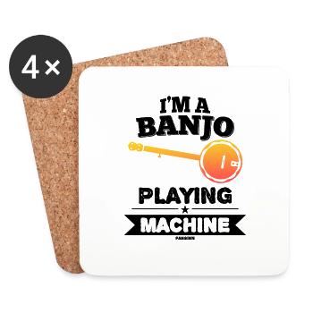 Banjo Country Music Guitar - Coasters (set of 4) - white - Front