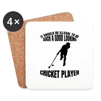 Cricket Slogan Cricket Team Gift Cricket Fan - Dessous de verre (lot de 4) - blanc - Devant