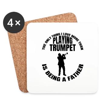 Trumpet Instrument Funny Musician Saying Music - Coasters (set of 4) - white - Front