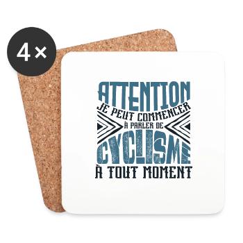 Avertissement, cyclisme à tout moment. - Dessous de verre (lot de 4) - blanc - Devant