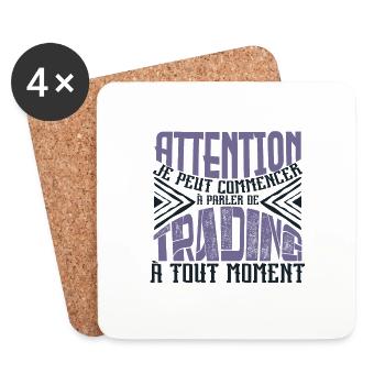 Avertissement, trading à tout moment. - Dessous de verre (lot de 4) - blanc - Devant