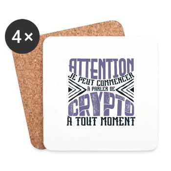 Avertissement, crypto à tout moment. - Dessous de verre (lot de 4) - blanc - Devant