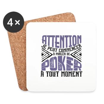 Avertissement, Poker à tout moment. - Dessous de verre (lot de 4) - blanc - Devant