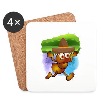 Brown ant with charro and captus - Coasters (set of 4) - white - Front