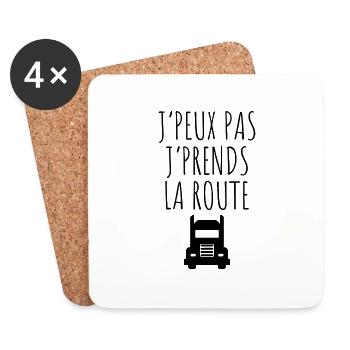 Routier , Chauffeur Poids-lourd , Camion - Dessous de verre (lot de 4) - blanc - Devant