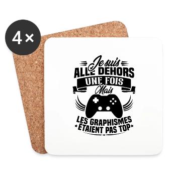Humour cadeau console graphisme jeux vidéo - Dessous de verre (lot de 4) - blanc - Devant