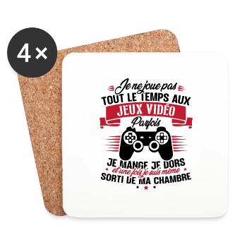 Je ne joue pas tout le temps aux jeux vidéos - Dessous de verre (lot de 4) - blanc - Devant