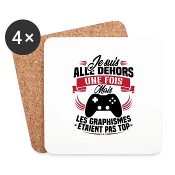 Humour cadeau console graphisme jeux vidéo - Dessous de verre (lot de 4) - blanc - Devant