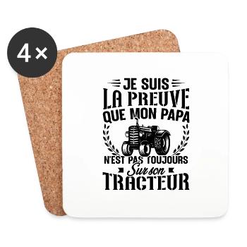 Je suis la preuve que mon papa tracteur - Dessous de verre (lot de 4) - blanc - Devant