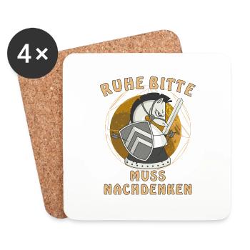 SCHACH RUHE BITTE MUSS NACHDENKEN - Untersetzer (4er-Set) - Weiß - Vorne