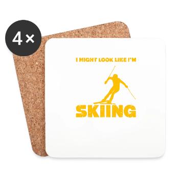 I Might Look Like I'm Listening Ski Funny Ski - Coasters (set of 4) - white - Front