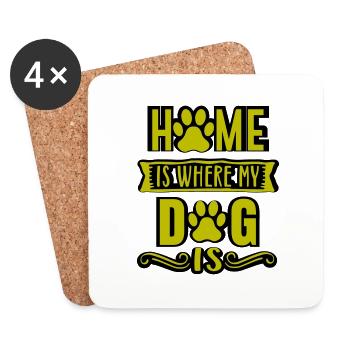 La maison est l’endroit où se trouve mon chien - Dessous de verre (lot de 4) - blanc - Devant