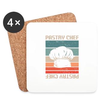 Retro Vintage Pastry Chef Pastries - Coasters (set of 4) - white - Front