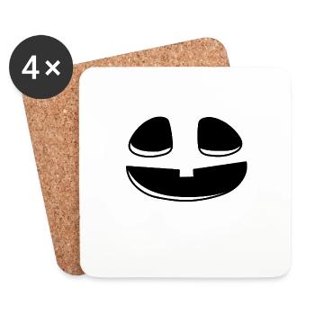 Sourire Tête de citrouille Visage de citrouille Halloween - Dessous de verre (lot de 4) - blanc - Devant