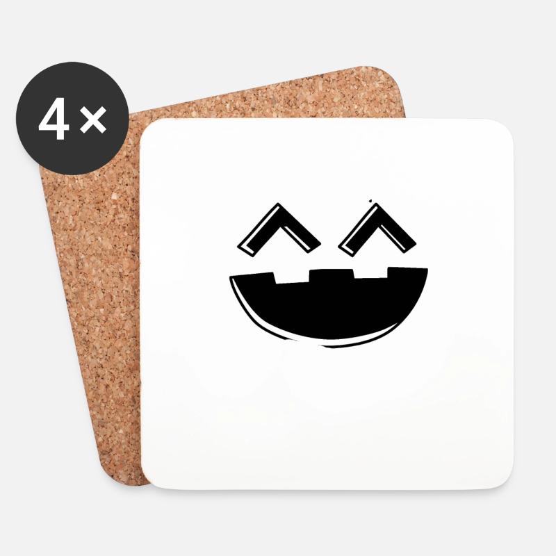 Happy Pumpkin Head Pumpkin Face Halloween - Sottobicchieri (set da 4 pezzi) - bianco