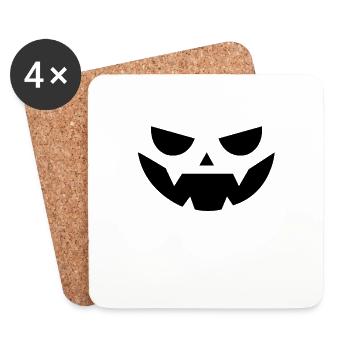 Horror Pumpkin Face Pumpkin Head Halloween - Coasters (set of 4) - white - Front