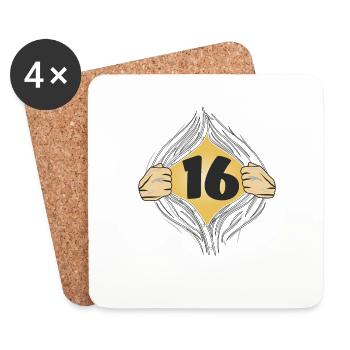 16 PUT ON SHIRT - Coasters (set of 4) - white - Front