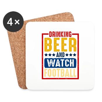 Drinking Beer And Watch Football 3 - Coasters (set of 4) - white - Front