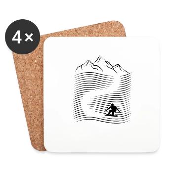 Alpine Mountains Snowboarding Alps Slope Snowboard - Coasters (set of 4) - white - Front