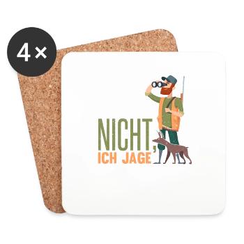 Lustiges Jagdhorn Fernglas Jäger Spruch design - Untersetzer (4er-Set) - Weiß - Vorne