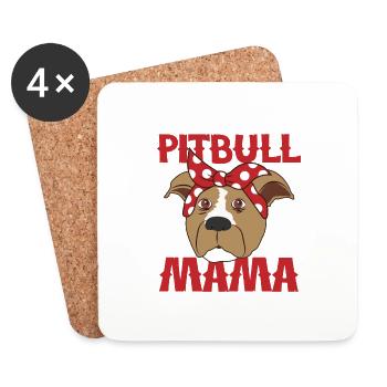 Amoureuse des chiens Pitbull Mama maîtresse - Dessous de verre (lot de 4) - blanc - Devant