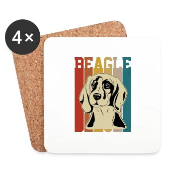 Amoureux des chiens Race de chien Beagle - Dessous de verre (lot de 4) - blanc - Devant