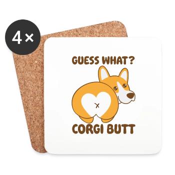 Amoureux des chiens Drôle de chien Popo Welsh Corgi - Dessous de verre (lot de 4) - blanc - Devant