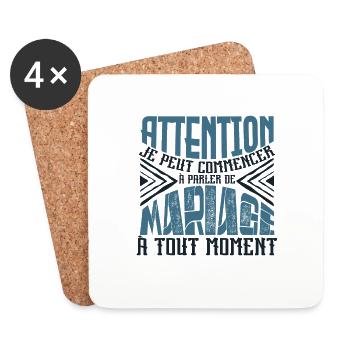 Avertissement, Mariage à tout moment. - Dessous de verre (lot de 4) - blanc - Devant