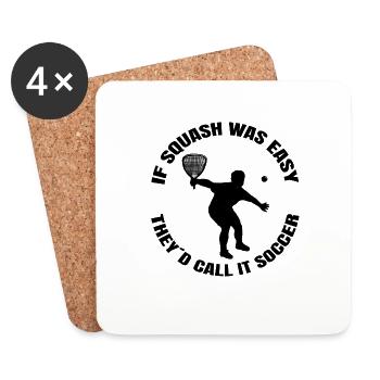 Joueur de squash Racquetball Jeu de squash Racquetball - Dessous de verre (lot de 4) - blanc - Devant