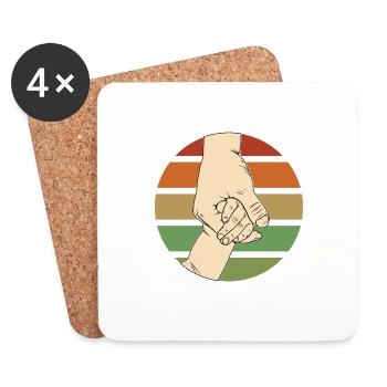 Vater & Sohn - Papa Hand halten - Untersetzer (4er-Set) - Weiß - Vorne