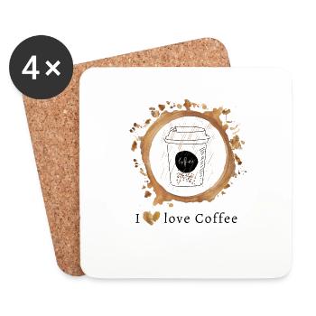 I love coffee - Coasters (set of 4) - white - Front