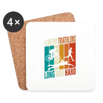 I like my triathlons long and hard Swim Cycle Run - Untersetzer (4er-Set) - Weiß - Vorne