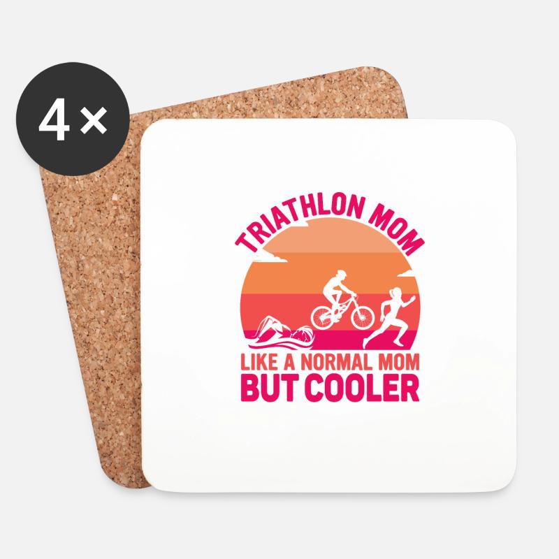 Triathlon Mom Like A Normal Mom But Cooler Triathl - Untersetzer (4er-Set) - Weiß