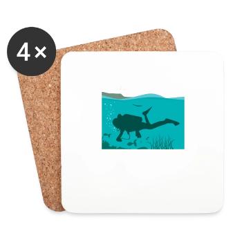 Scuba Diving Gift Underwater Scuba Diver - Coasters (set of 4) - white - Front