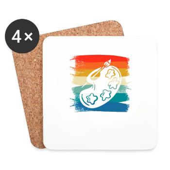 Retro Vintage Painter Paint Painting - Untersetzer (4er-Set) - Weiß - Vorne