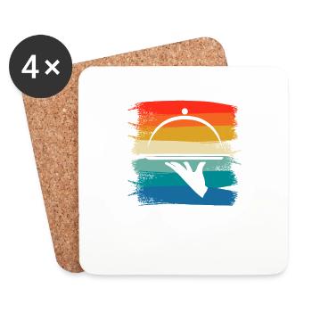 Retro Vintage Waiter Restaurant Serving - Coasters (set of 4) - white - Front