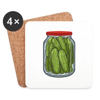 Glas Gurken Dill Pickles Pickles Jar Liebe Wortspiel - Untersetzer (4er-Set) - Weiß - Vorne