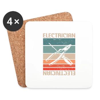 Retro Vintage Classic Electrician Electrical - Coasters (set of 4) - white - Front
