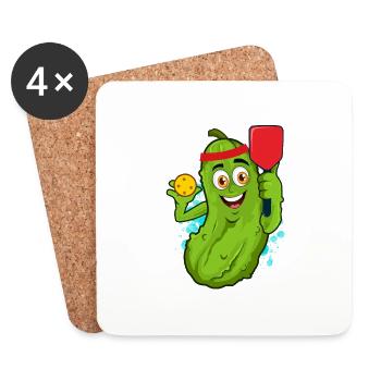 Pickleball Pickle Paddle Humor drôle Jeu de mots concombre - Dessous de verre (lot de 4) - blanc - Devant