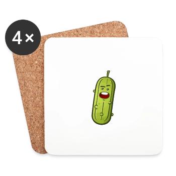 Respect The Pickles Vegan Food Funny Dill Pickle - Coasters (set of 4) - white - Front