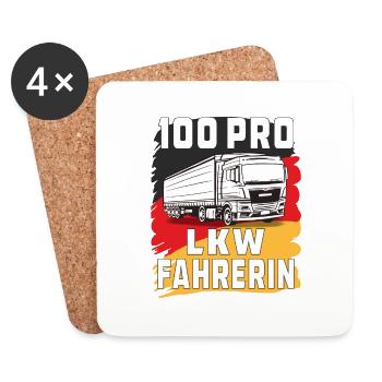 100 PRO LKW FAHRERIN - Untersetzer (4er-Set) - Weiß - Vorne