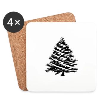 Christmas Tree Christmas Tree Holiday Winter 16 - Coasters (set of 4) - white - Front
